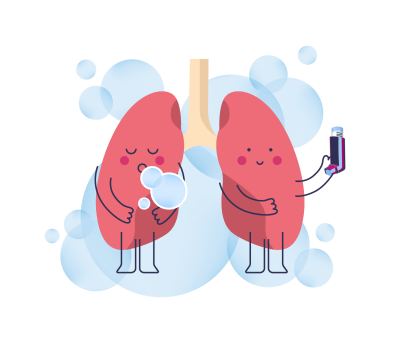 lunge illustration mit Inhalator