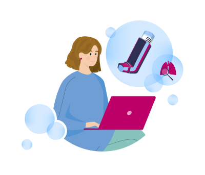 Frau illustration braucht Inhalator