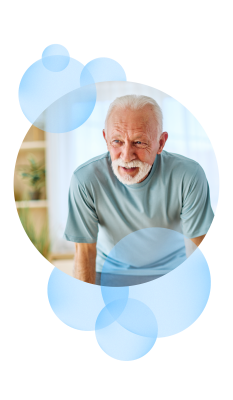 man in blue shirt